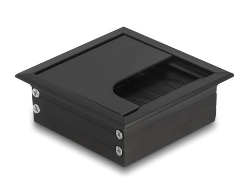[90211233 1306839] Delock Einbaurahmen für Tisch mit Bürste 80x80x28mm, Schwarz