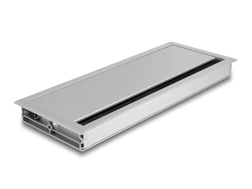 [90211259 1306846] Delock Einbaurahmen für Tisch mit Bürste 300x120x28mm, Silber