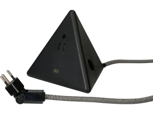 [90211314 1314945] Max Hauri Steckdosenleiste Pyramide, Schwarz 2x T13, USB A+C 18W