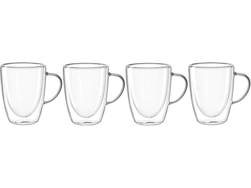 [90211556 1313637] Leonardo Kaffeetasse Duo 300 ml, 4 Stück, Transparent