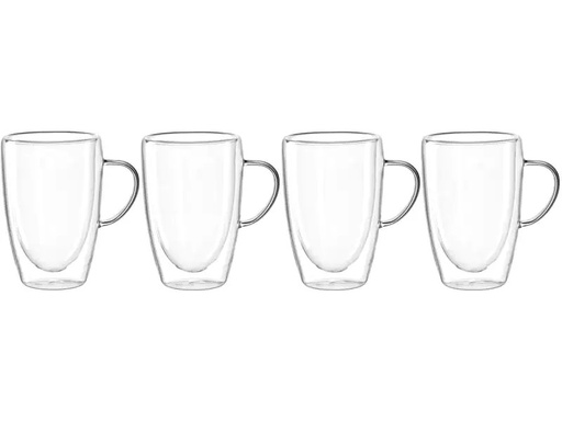 [90211572 1313638] Leonardo Kaffeetasse Duo 400 ml, 4 Stück, Transparent