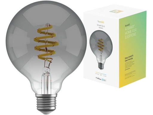 [90212136 1312060] hombli Leuchtmittel Smart Filament Bulb, E27, 5.5 W, Smokey, Globe