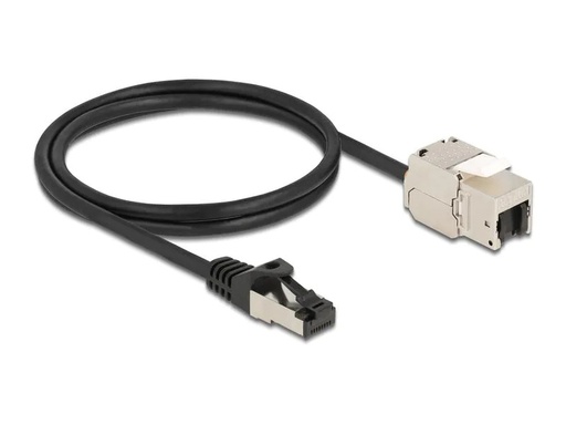 [90212645 1278980] Delock Patchkabel RJ45 zu Keystone Cat 6A, S/FTP, 1 m, Schwarz