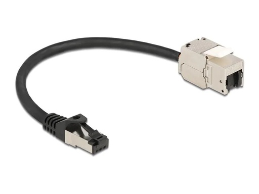 [90212646 1278978] Delock Patchkabel RJ45 zu Keystone Cat 6A, S/FTP, 0.25 m, Schwarz