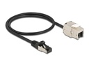Delock Patchkabel RJ45 zu Keystone Cat 6A, S/FTP, 0.5 m, Schwarz