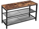 VASAGLE Schuhregal mit 2 Ablagen 30 x 44.5 cm, Braun/Schwarz