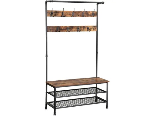 [90213369 1309842] VASAGLE Garderobenständer mit Schuhablage 182 cm, Braun/Schwarz