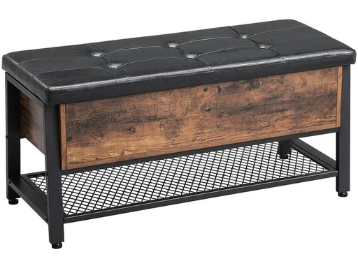 [90213420 1309833] VASAGLE Bank mit Stauraum 100 x 47 cm, Braun/Schwarz