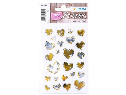 [90213444 1316970] Herma Stickers Motivsticker Creative Herzen 25 Stück Gold/Silber