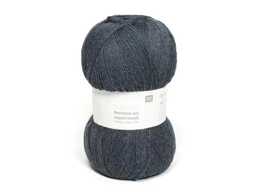 [90033788 1156835] Rico Design Wolle Bamboo Uni für Socken 100 g, Grau Blau
