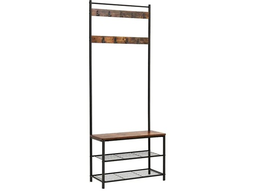[90213638 1309764] VASAGLE Garderobenständer mit Schuhablagen 175 cm, Braun/Schwarz