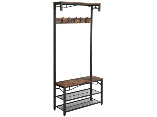 [90213700 1309901] VASAGLE Garderobenständer mit Schuhregal 178.5 cm, Braun/Schwarz