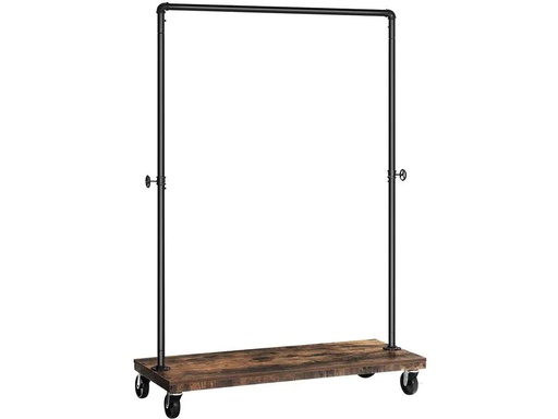 [90213709 1309853] VASAGLE Garderobenständer auf Rollen 162 cm, Braun/Schwarz
