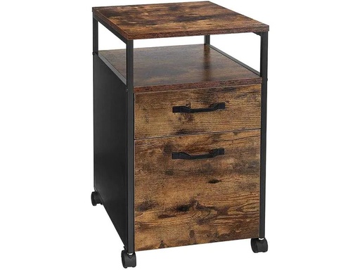 [90213710 1309766] VASAGLE Rollcontainer mit 2 Schubladen 41 x 66 cm, Braun/Schwarz