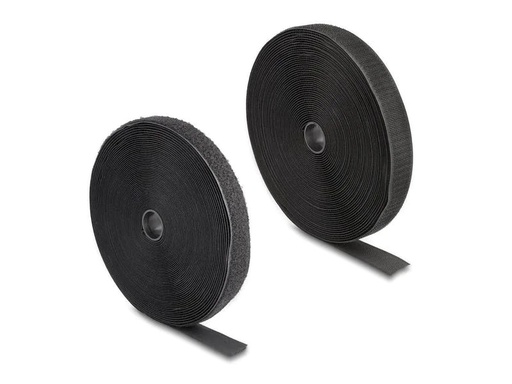 [90213881 1320803] Delock Klettband 15m x 25mm Strapazierfähig Schwarz