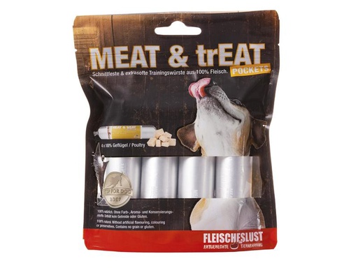 [90214062 1304405] Fleischeslust Leckerli Meat &amp; Treat Pockets Geflügel, 4 x 40 g