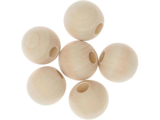 [90214295 1295909] Rico Design Holzperlen Makramee Nature, 6 Stück