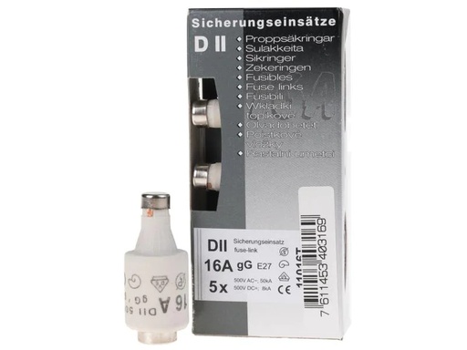 [90034129 721975] Elektromaterial Sicherungseinsatz DT II 16A träge, 5 Stück
