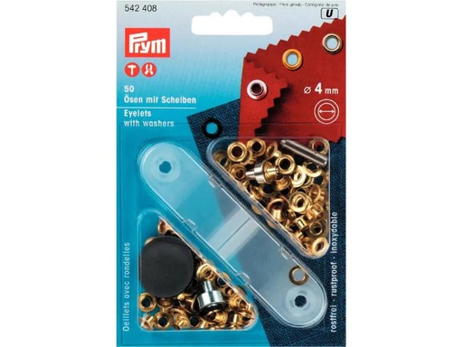 [90034138 1087996] Prym Ösen + Scheiben 4 mm, Gold, 50 Stück