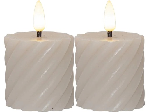 [90214807 1311358] Star Trading LED-Kerzen Set Flamme Swirl, Ø 5 x 7.5 cm, Beige, 2 Stk