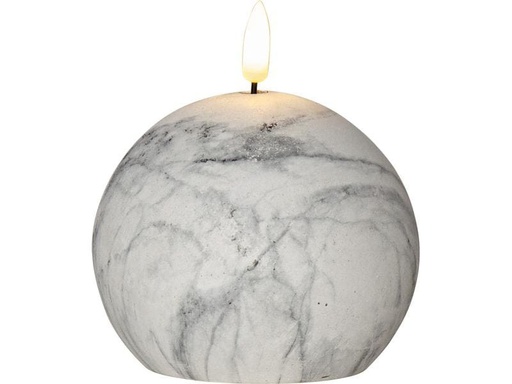 [90214892 1311379] Star Trading LED-Kerze Pillar Flamme Marble, Ø 10 x 12 cm, Grau