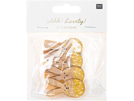 [90215001 1146398] Rico Design Dekoklammer Osterhase 4 Stück, Gold