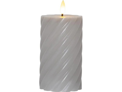 [90215067 1311382] Star Trading LED-Kerze Pillar Flamme Swirl, Ø 7.5 x 15 cm, Grau