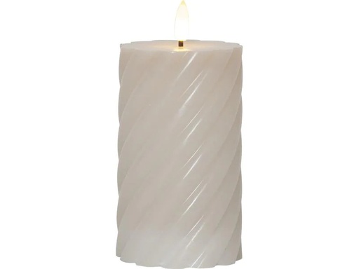 [90215099 1311381] Star Trading LED-Kerze Pillar Flamme Swirl, Ø 7.5 x 15 cm, Beige