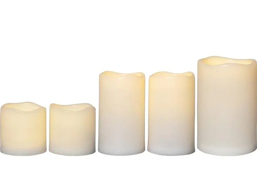 [90215241 1311377] Star Trading LED-Kerzen Set Pillar Paul, Ø 7.5/10 x 7.5/12/15 cm, Beige