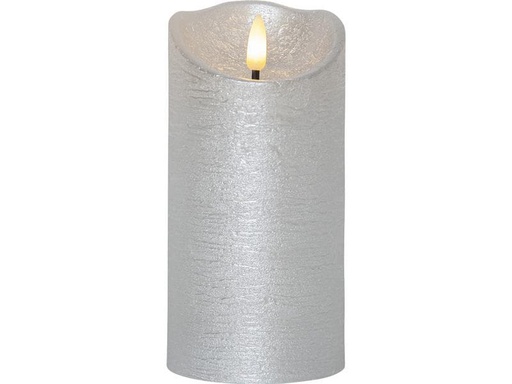 [90215372 1311360] Star Trading LED-Kerze Flamme Rustic, Ø 7.5 x 15 cm, Silber