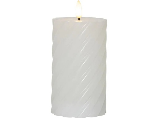 [90215475 1311380] Star Trading LED-Kerze Pillar Flamme Swirl, Ø 7.5 x 15 cm, Weiss