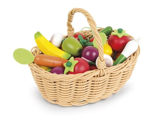 [90215902 1321214] Janod Spiel-Lebensmittel Obst- und Gemüsekorb 24-teilig