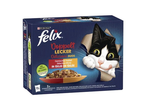 [90215920 1303982] Felix Nassfutter Doppelt Lecker, Fleisch &amp; Fisch, 12 x 85 g