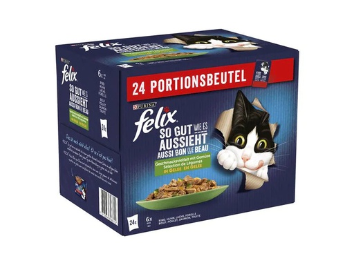 [90215927 1303986] Felix Nassfutter AGAIL Fleisch mit Gemüse Auswahl, 24 x 85 g