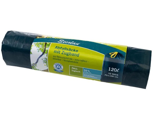 [90216123 1320515] Haushaltsware Müllbeutel pRolle 120 l, 10 Stück, Blau/Schwarz