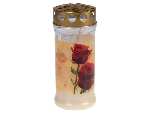 [90034415 961493] Herzog Kerzen AG Grabkerze Memoriam Ø 7 cm Rosen