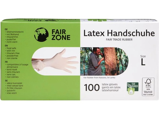 [90216255 1165006] Fair Zone Einweghandschuh Latex L 100 Stück