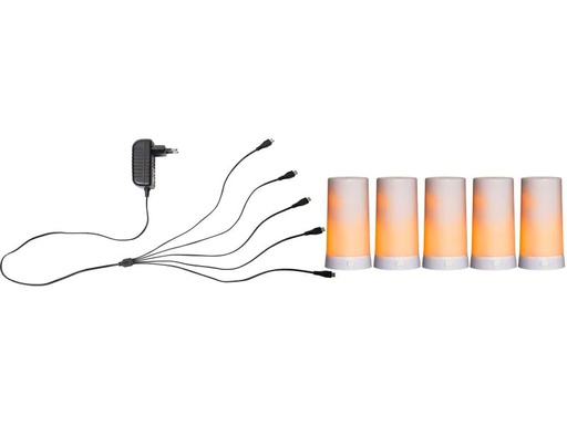 [90034458 1059760] Star Trading LED-Kerzen Set Candle Diner Start Ø6.8 x 13 cm, Weiss, 5 Stk
