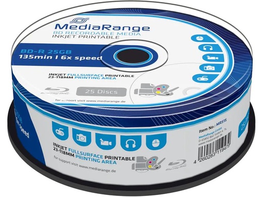[90216363 1328202] MediaRange BD-R 25 GB, Spindel (25 Stück)