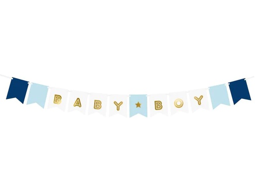 [90217325 1319527] Partydeco Girlande Baby Boy 1.6 m, Blau/Gold