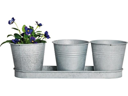 [90217505 1308630] Esschert Design Blumentopf Altzink 3er Set, Grau