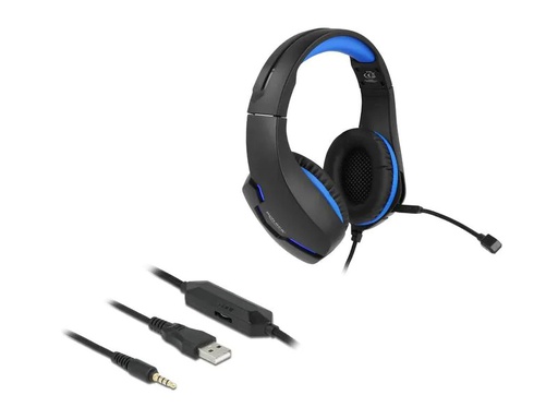[90217511 1324203] Delock Headset Gaming Over-Ear LED für PC,Notebook,Konsolen Schwarz