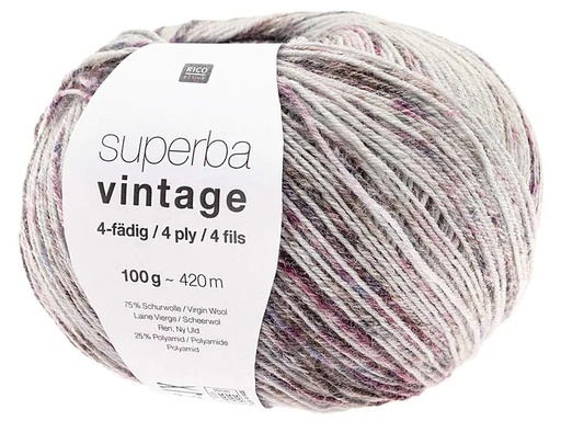 [90034867 1156839] Rico Design Wolle Soft Vintage für Socken 4-fädig, 100 g, Flieder