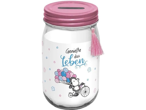 [90218180 1316197] Sheepworld Spardose Geniesse das Leben 13.8 x 8 cm, Glas