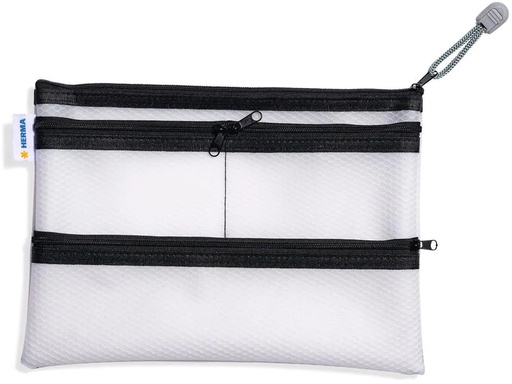 [90218351 1316987] HERMA Etui Mesh Bag A5, 14 x 21.7 cm, Schwarz/Weiss