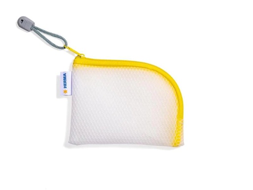 [90218731 1316983] HERMA Etui Mesh Bag A7, 7.4 x 10.5 cm, Gelb/Weiss