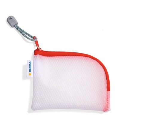 [90218733 1316980] HERMA Etui Mesh Bag A7, 7.4 x 10.5 cm, Rot/Weiss