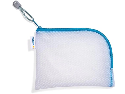 [90218773 1316975] HERMA Etui Mesh Bag A6, 10.5 x 14.8 cm, Blau/Weiss
