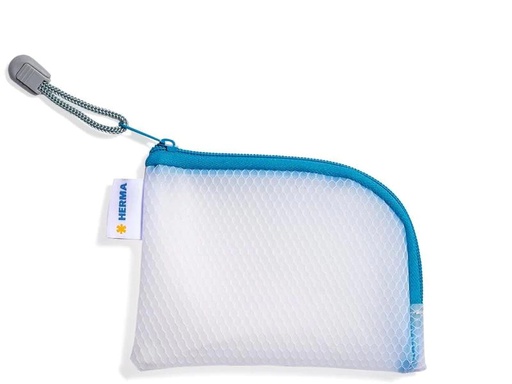 [90218805 1316981] HERMA Etui Mesh Bag A7, 7.4 x 10.5 cm, Blau/Weiss