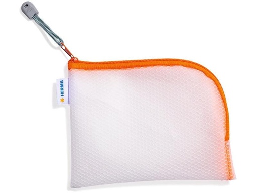 [90218858 1316978] HERMA Etui Mesh Bag A6, 10.5 x 14.8 cm, Orange/Weiss